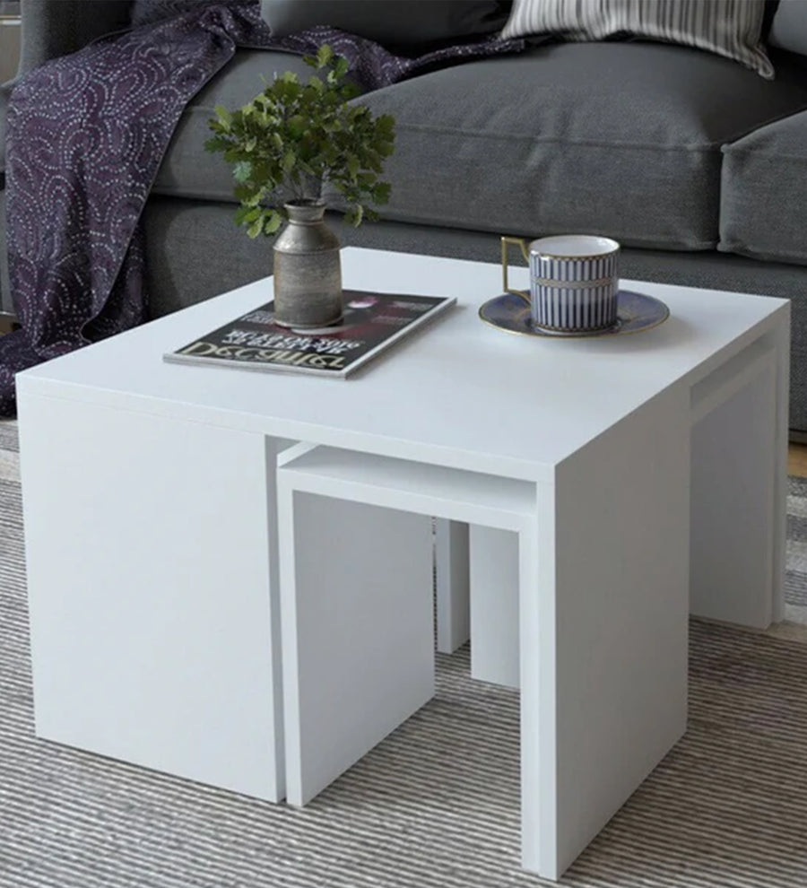 Kriva Nesting Table In Frosty White Finish - Febonic Living