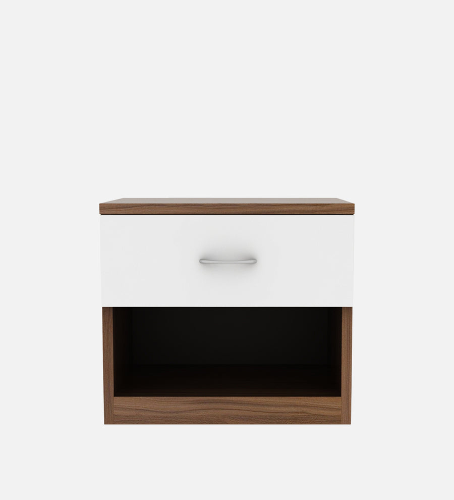 Rona Bedside Table With Drawer in Oral Walnut & Frosty White Finish - Febonic Living