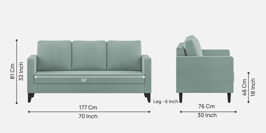 Nori Fabric 3 Seater Sofa In Suka Blue Colour - Febonic Living
