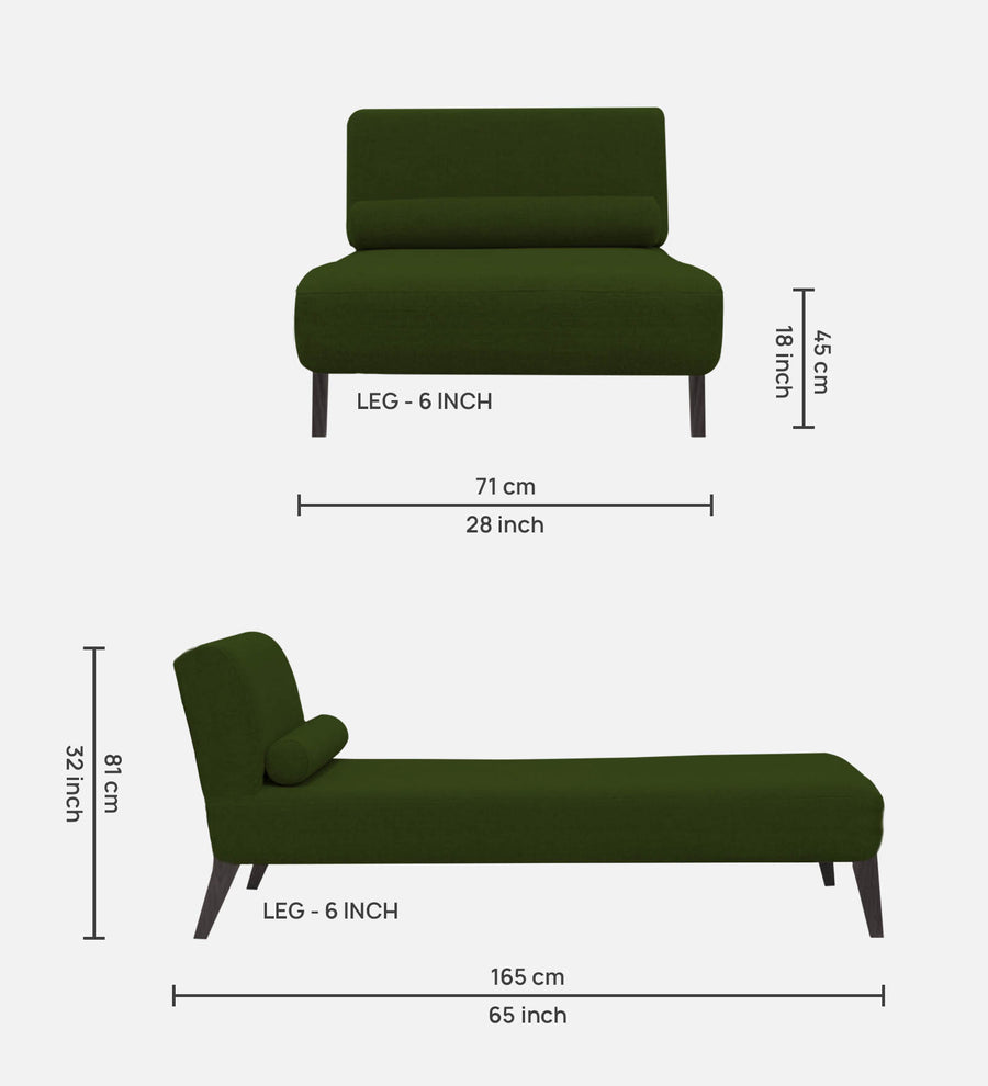 Noce Fabric Chaise Lounger In Olive Green Colour - Febonic Living