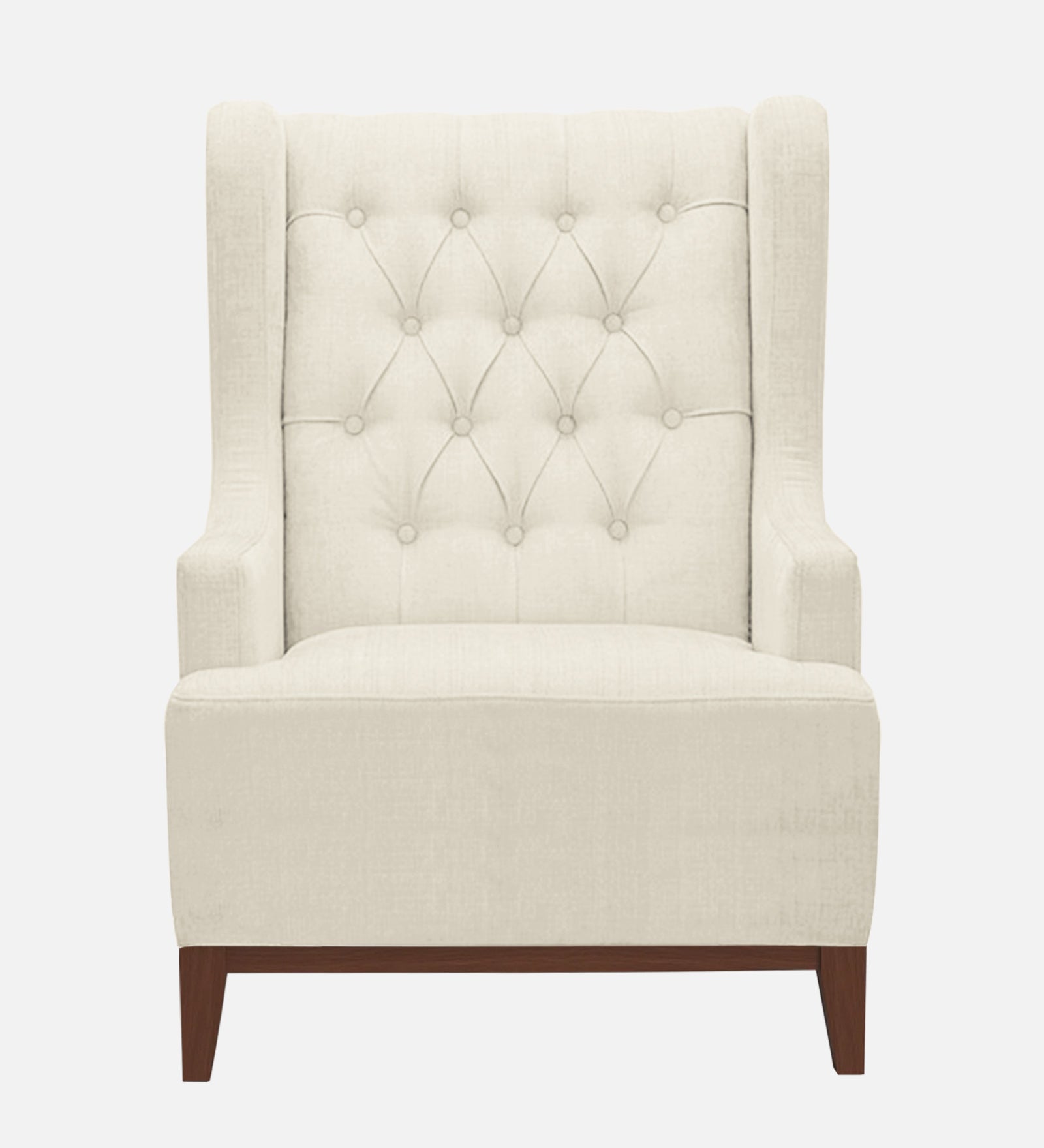 Kuchi Fabric 1 Seater Wing Chair Sofa in Ivory Cream Colour