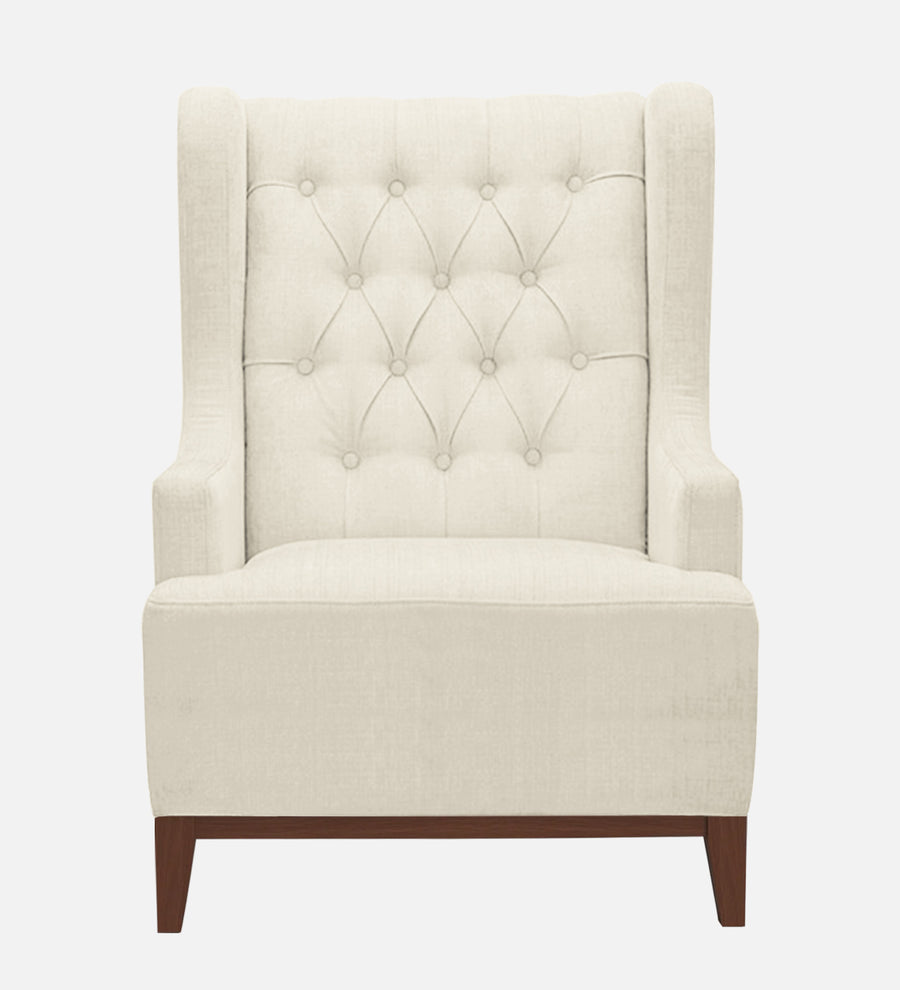 Kuchi Fabric Wing Chair In Ivory Cream Colour - Febonic Living