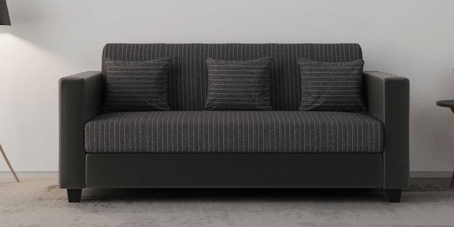 Baley Fabric 3 Seater Sofa In Lama Black Colour - Febonic Living