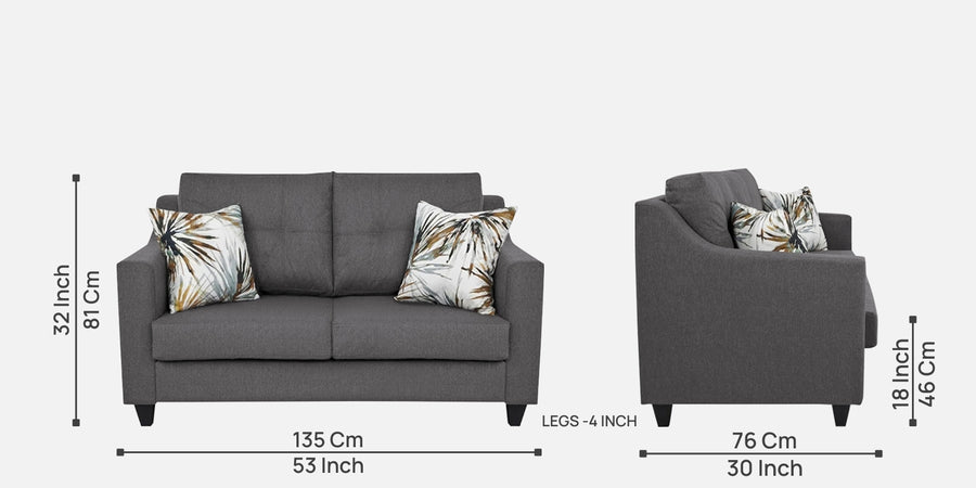 Welly Fabric 2 Seater Sofa In Sudo Grey Colour - Febonic Living