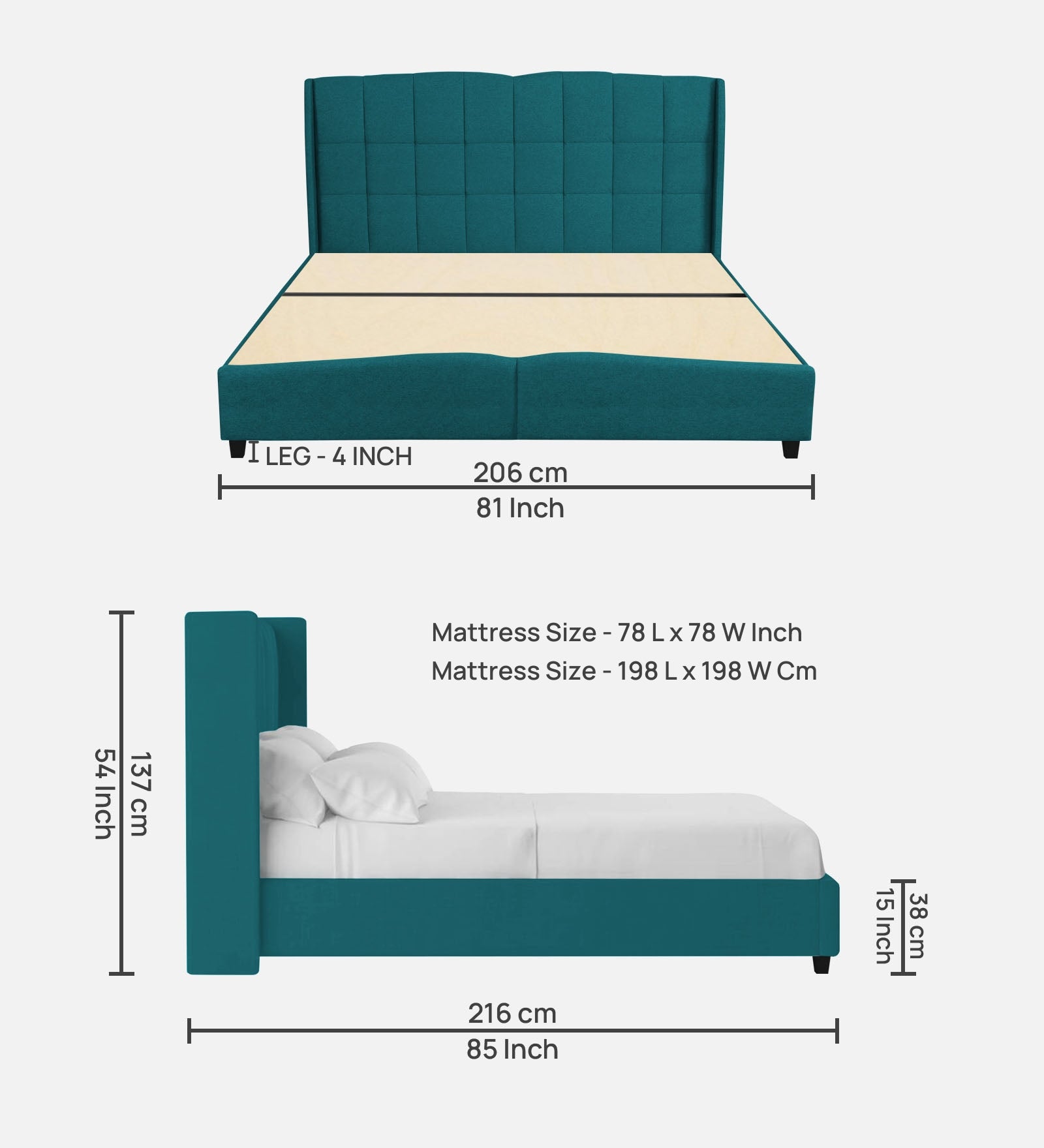 Jovi Velvet King Size Bed In Pine Green In Colour - Febonic Living