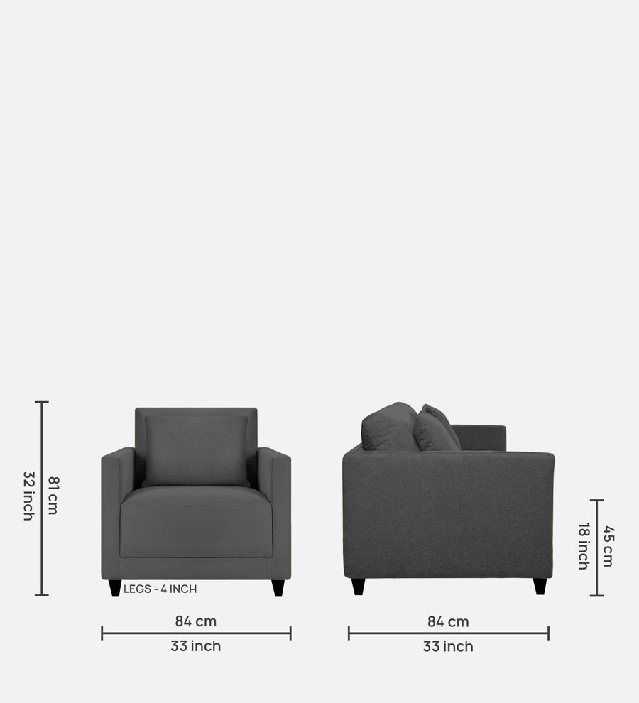 Kera Fabric 1 Seater Sofa In Charcoal Grey Colour - Febonic Living