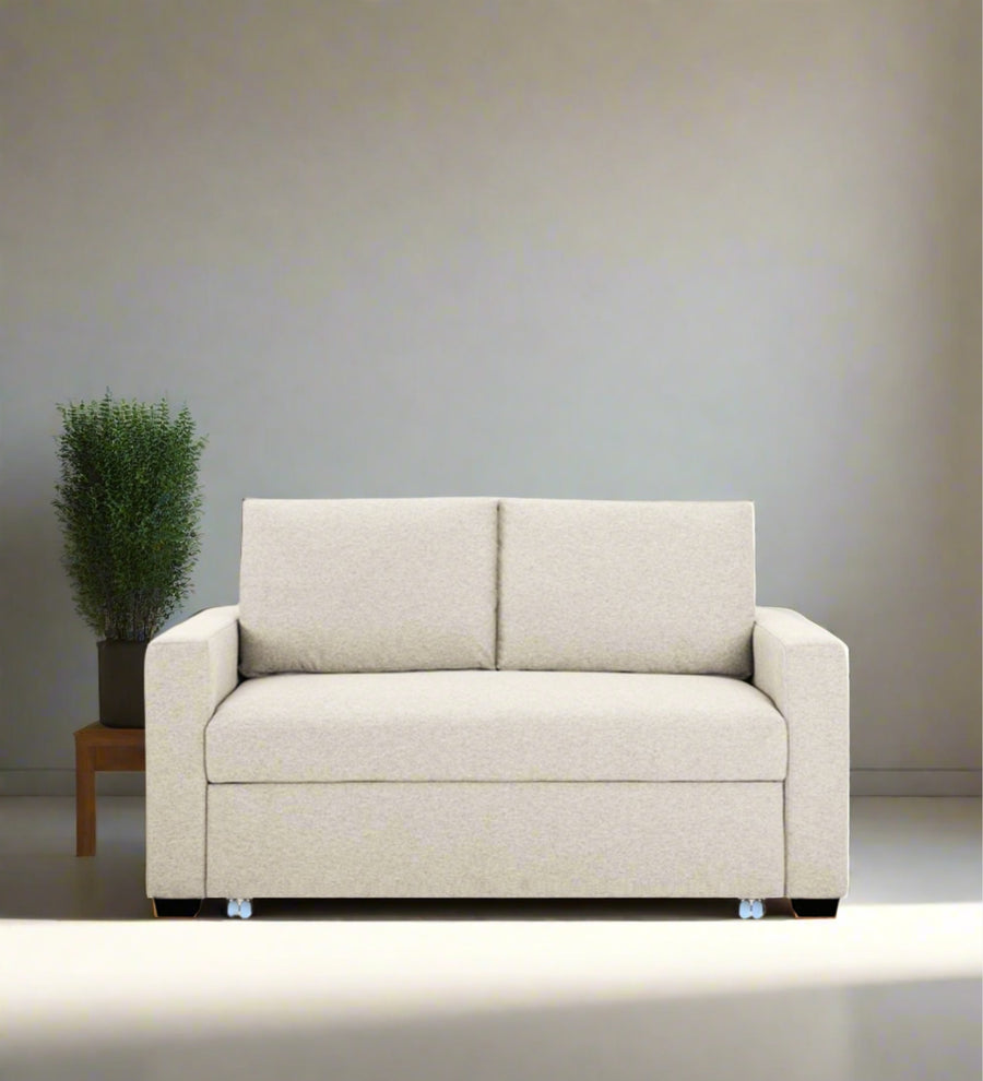 Lobby  2 Seater Pull Out  Cum Bed Fabric Sofa - Ivory Cream by Febonic Living