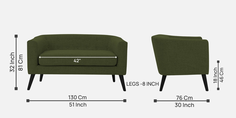Casper Fabric 2 Seater Sofa In Olive Green Colour - Febonic Living
