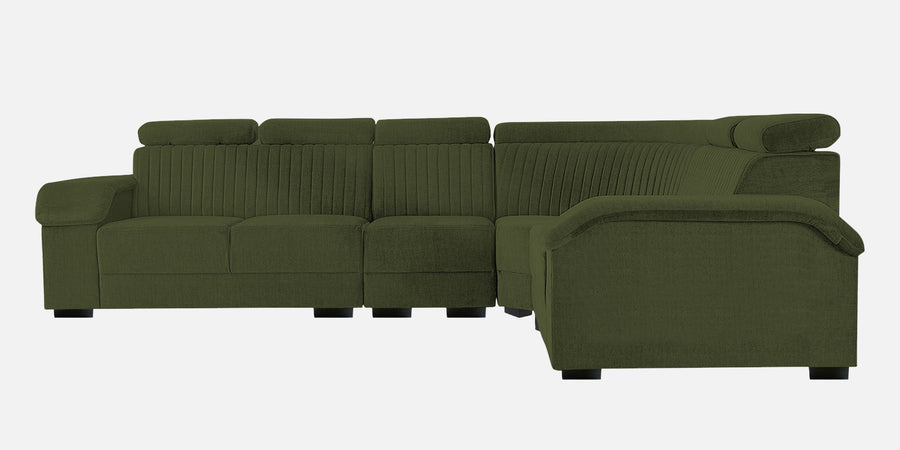 Draco Fabric 6 Seater Corner Sofa In Olive Green Colour - Febonic Living