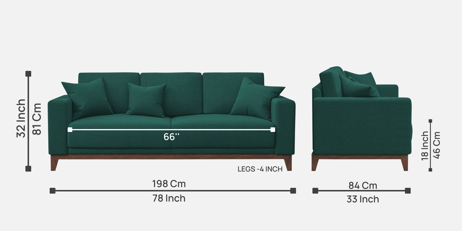 Luca Fabric 3 Seater Sofa in Sage Green Colour