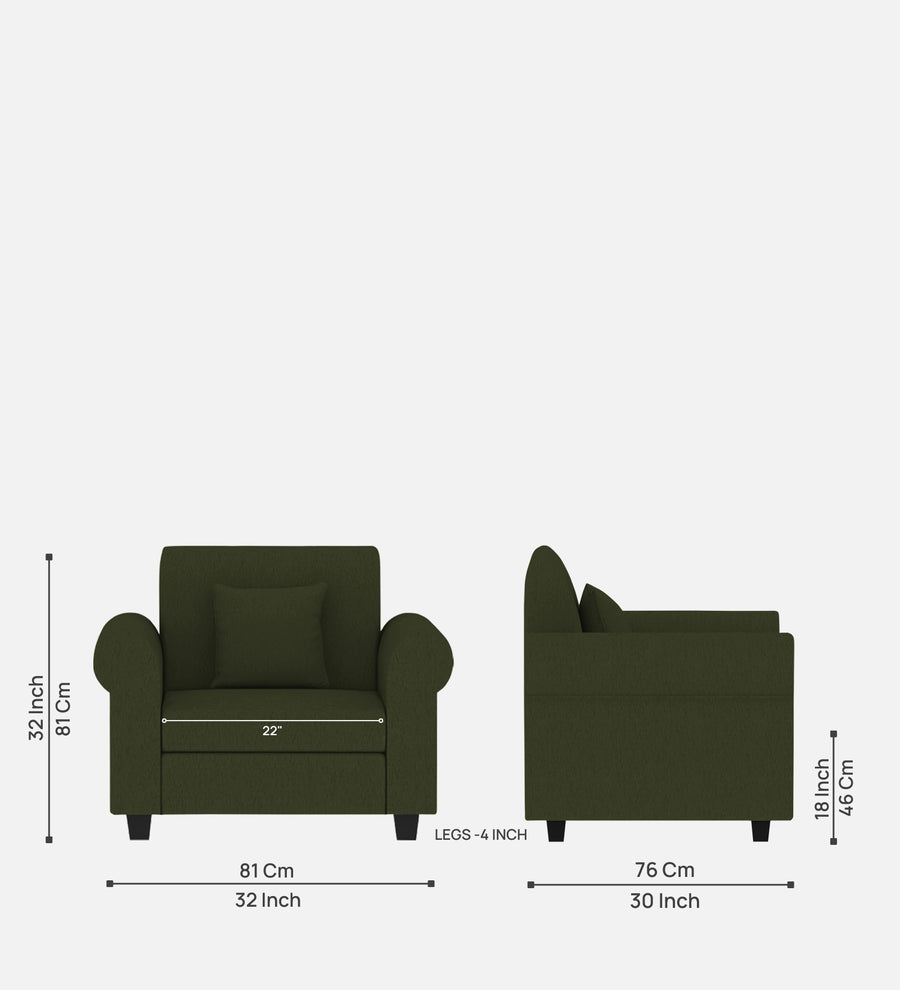 Derado Fabric 1 Seater Sofa In Olive Green Colour - Febonic Living