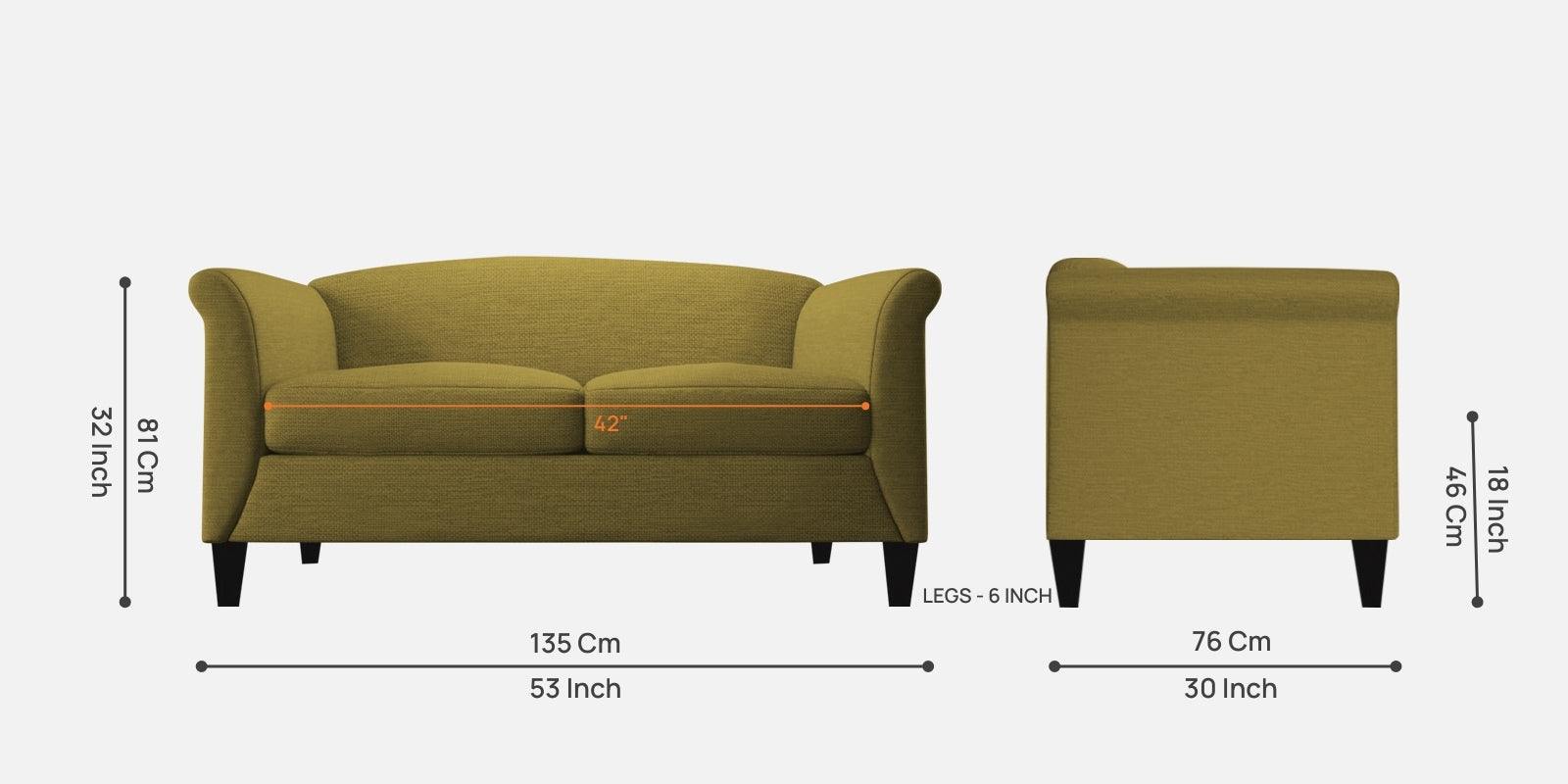 Kimber Fabric 2 Seater Sofa in Parrot Green Colour