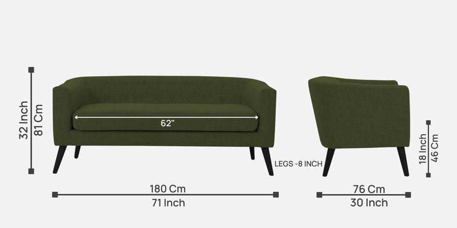 Casper Fabric 3 Seater Sofa In Olive Green Colour - Febonic Living