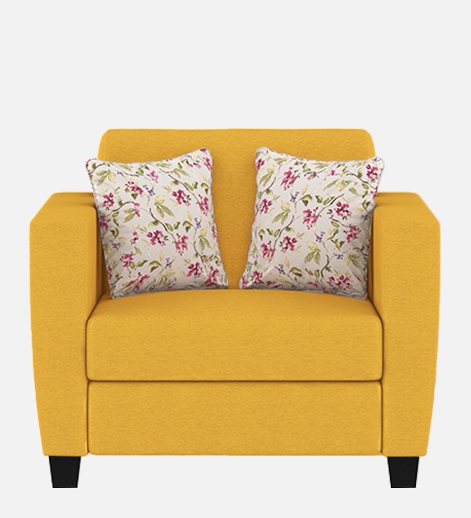 Gozi Fabric 1 Seater Sofa In Bold Yellow Colour