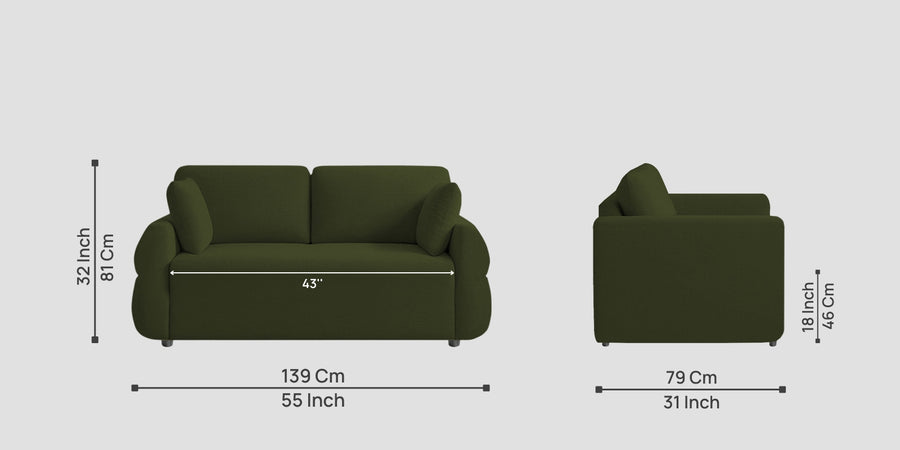 Jack Fabric 2 Seater Sofa In Olive Green Colour - Febonic Living