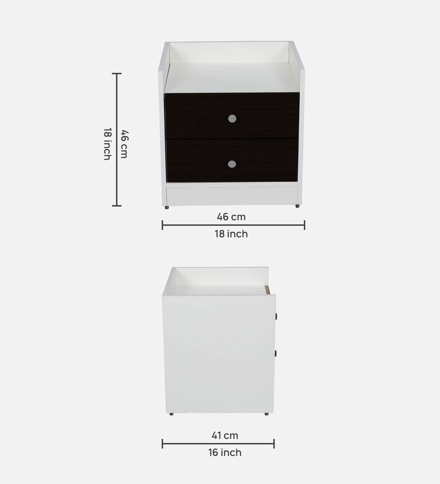 Vexa Bedside Table With Drawer In Wenge Walnut And Frosty White Finish - Febonic Living