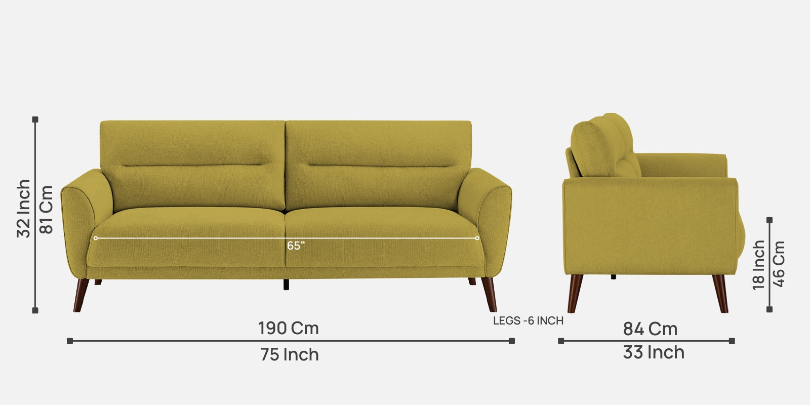 Castro Fabric 3 Seater Sofa in Parrot Green Colour