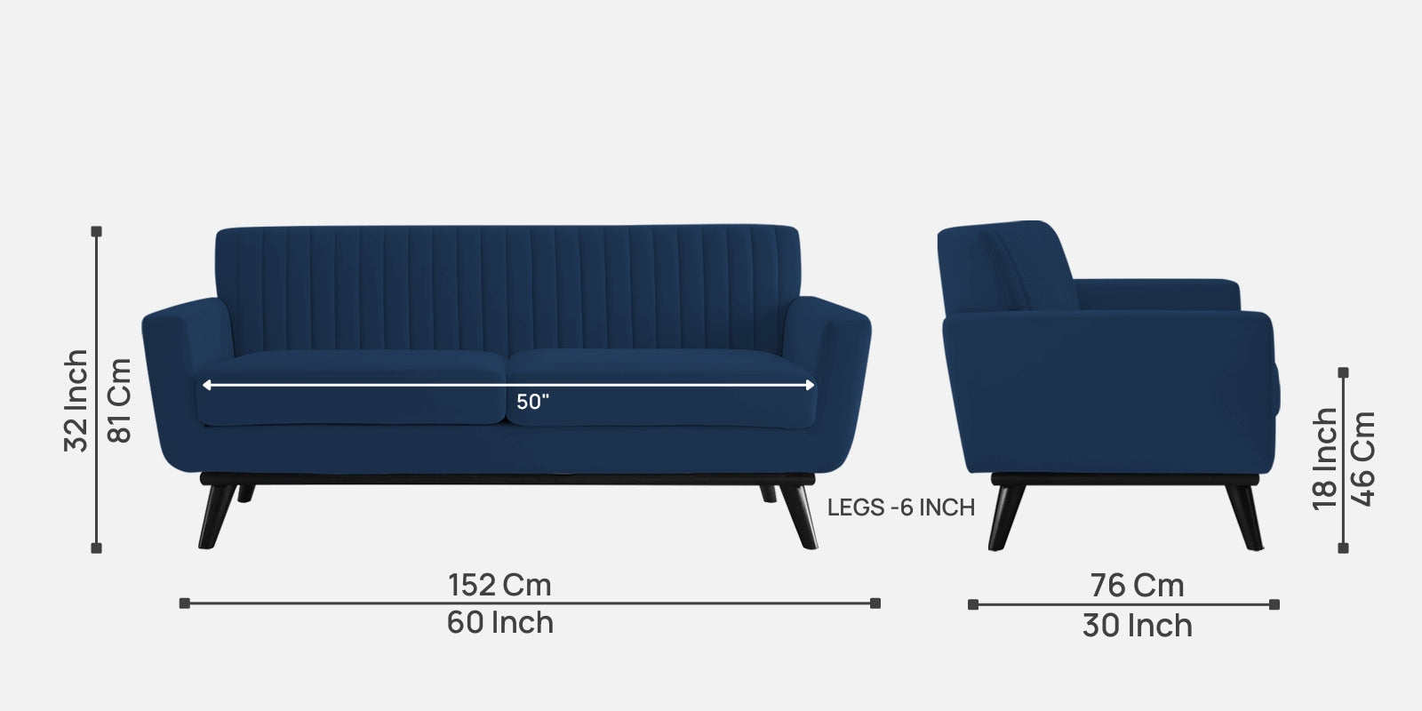 Tucker Velvet 2 Seater Sofa In Imperial Blue Colour