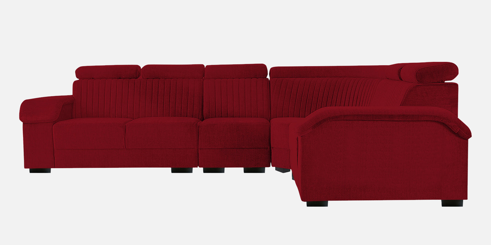 Draco Fabric 6 Seater Corner Sofa In Ruby Red Colour