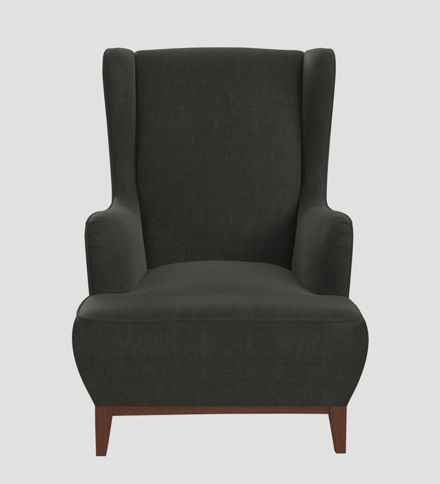 Suri Velvet Wing Chair In Hory Grey Colour - Febonic Living