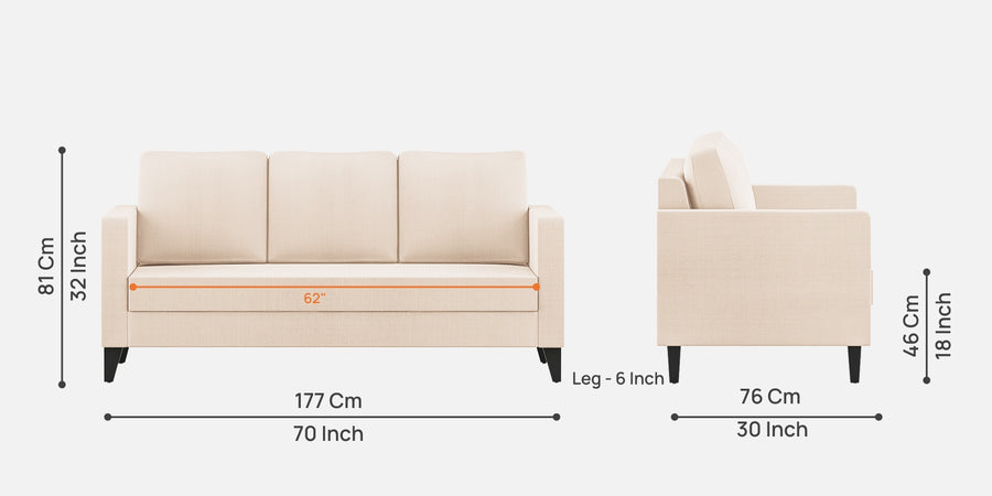 Nori Fabric 3 Seater Sofa In Woom Beige Colour - Febonic Living
