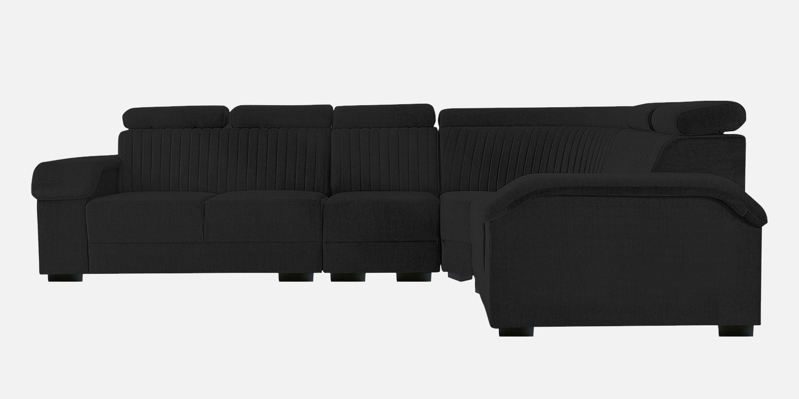 Draco Fabric 6 Seater Corner Sofa In Zed Black Colour - Febonic Living