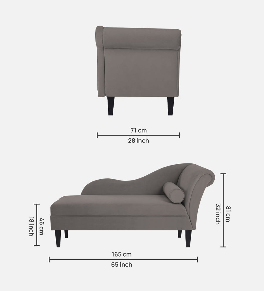 Rana Velvet Lhs Chaise Lounger In Pearl Grey Colour - Febonic Living