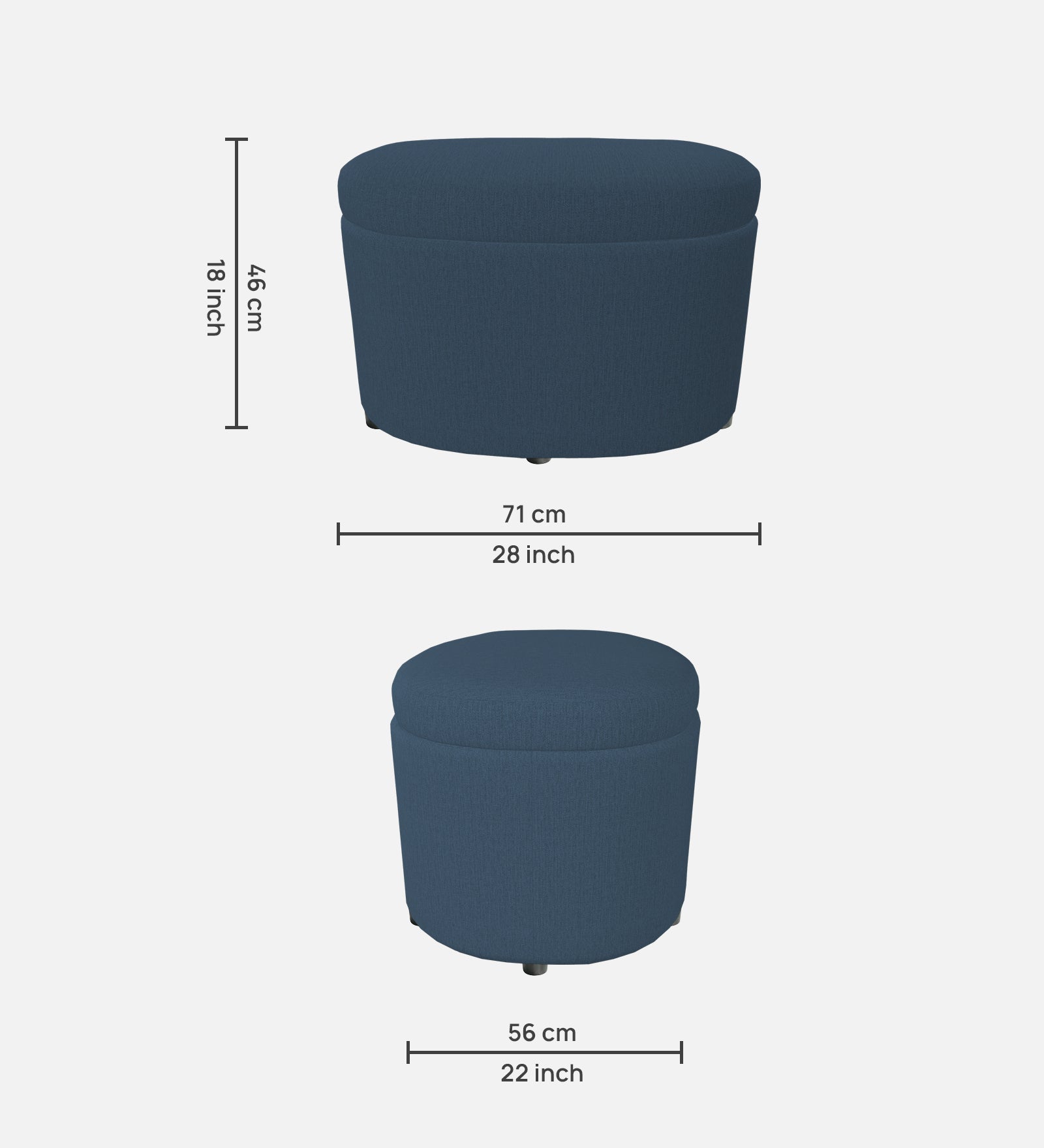 Ruggy Fabric Storage Ottoman in Light Blue Colour