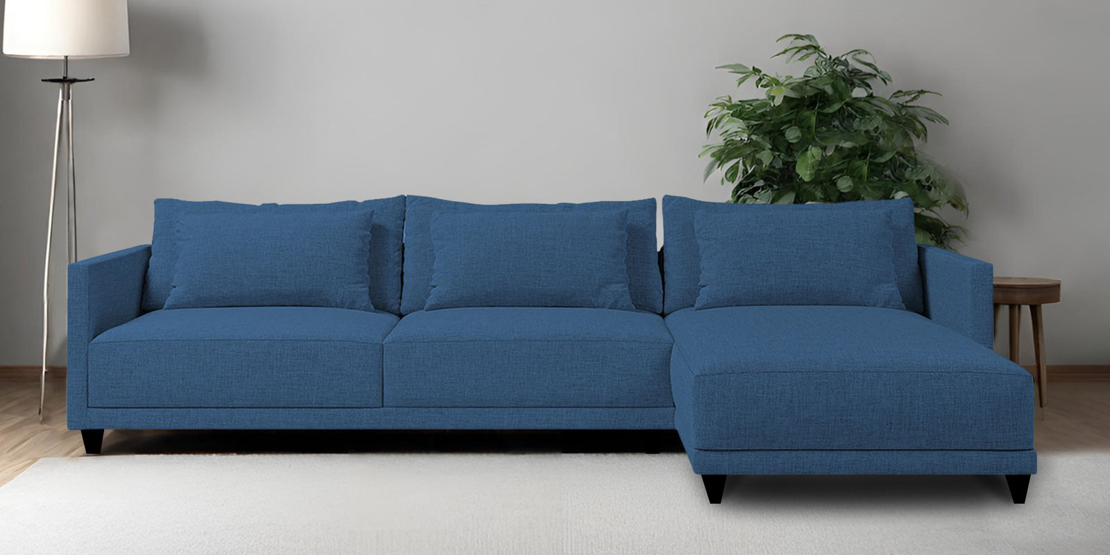 Kera Fabric LHS Sectional Sofa (3+Lounger) In Light Blue Colour