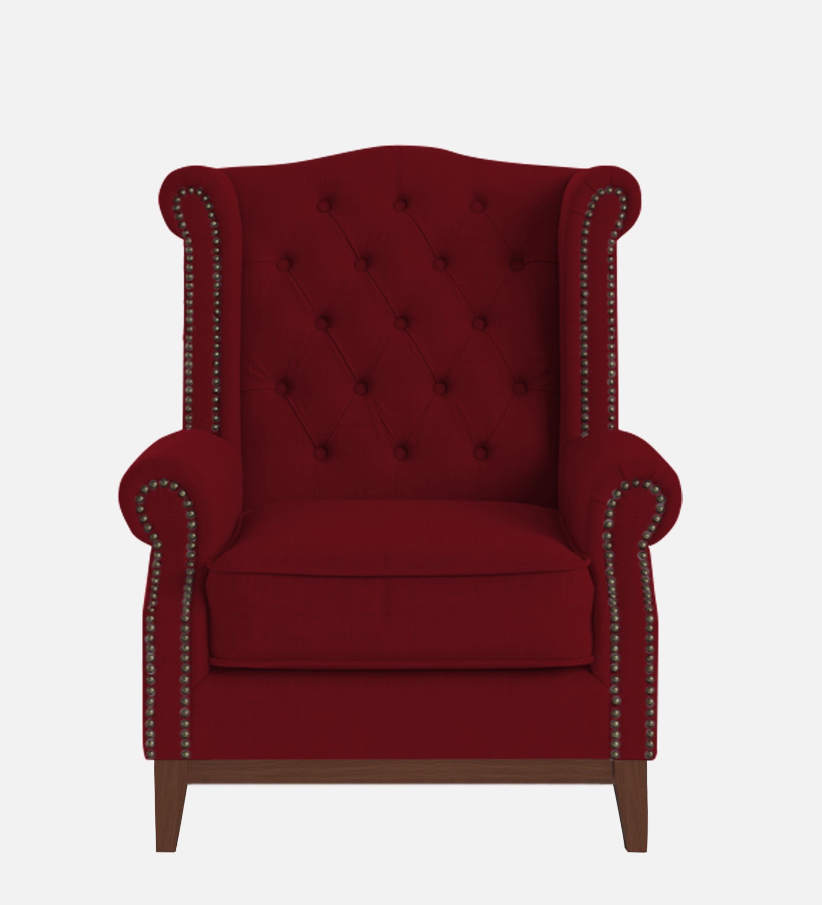 Nory Fabric 1 Seater Wing Chair in Ruby Red Colour