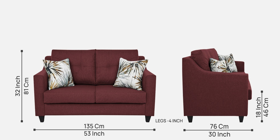 Welly Fabric 2 Seater Sofa In Blaze Red Colour - Febonic Living