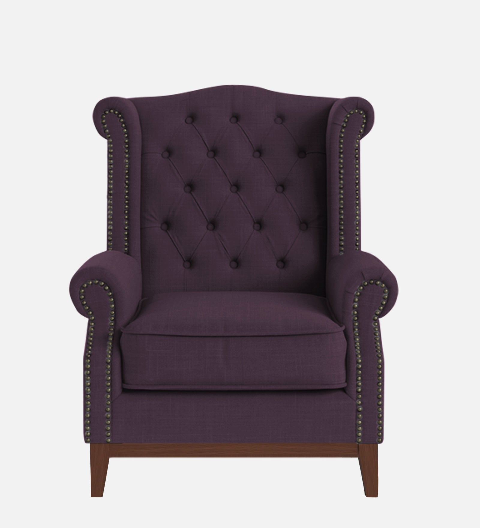 Nory Fabric 1 Seater Wing Chair in Greek Purple Colour