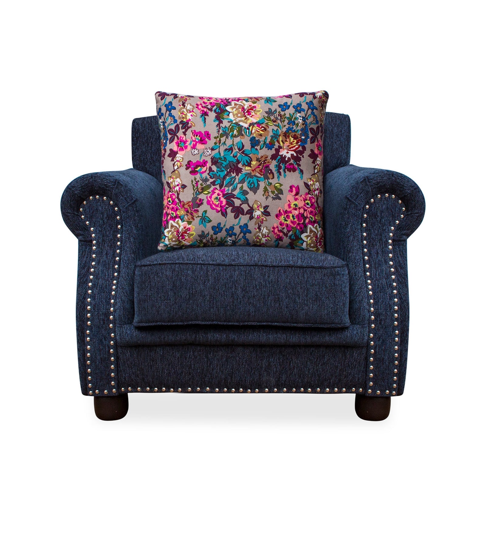 Muba Fabric 1 Seater Sofa in Royal Blue Colour