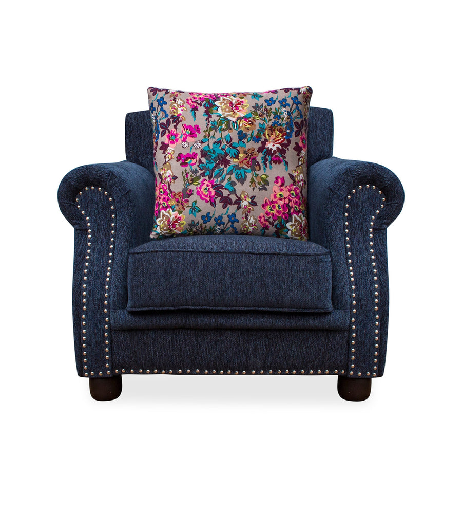 Muba Fabric 1 Seater Sofa In Royal Blue Colour - Febonic Living