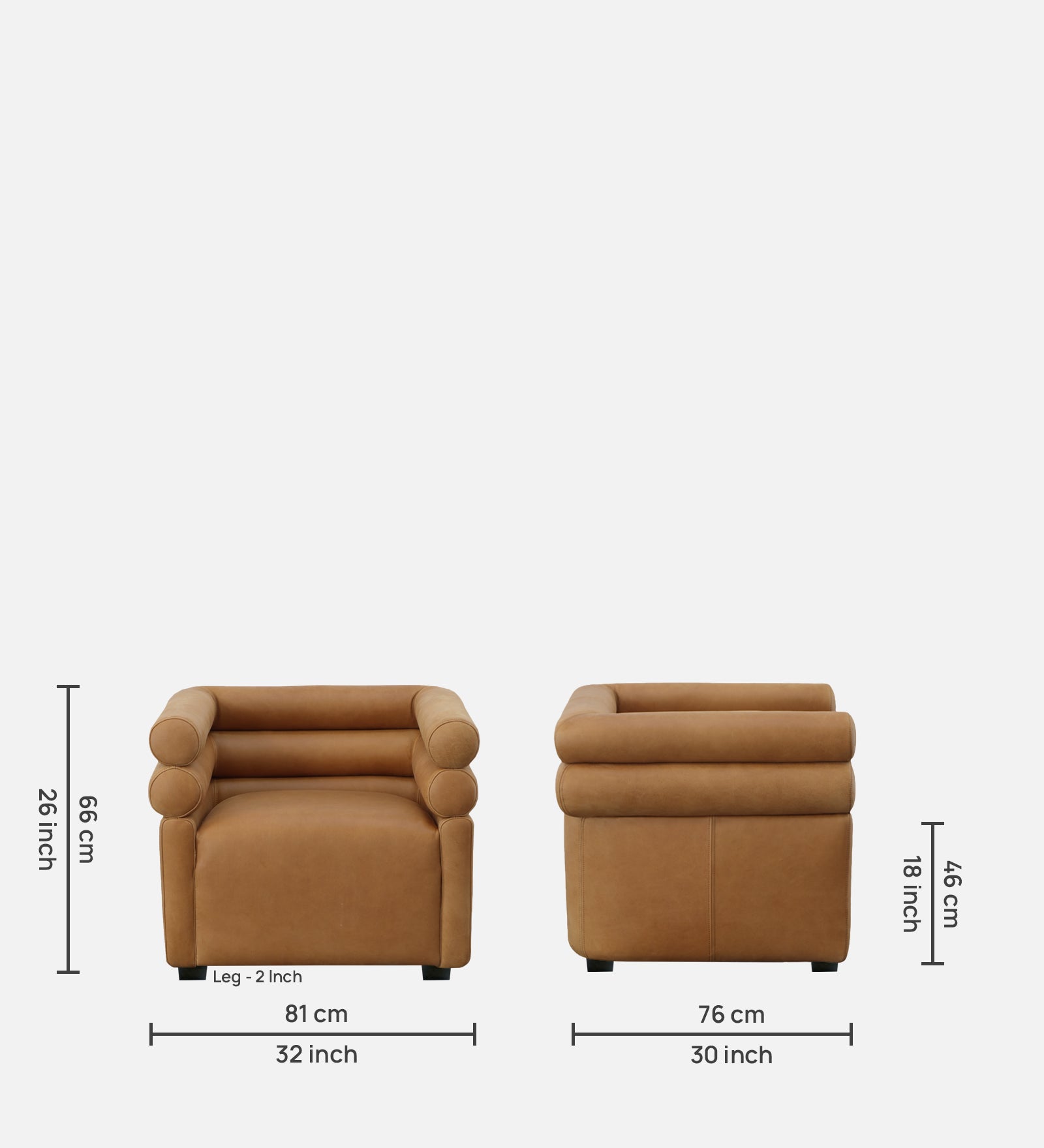 Arve Leather Arm Chair in Matte Brown Colour