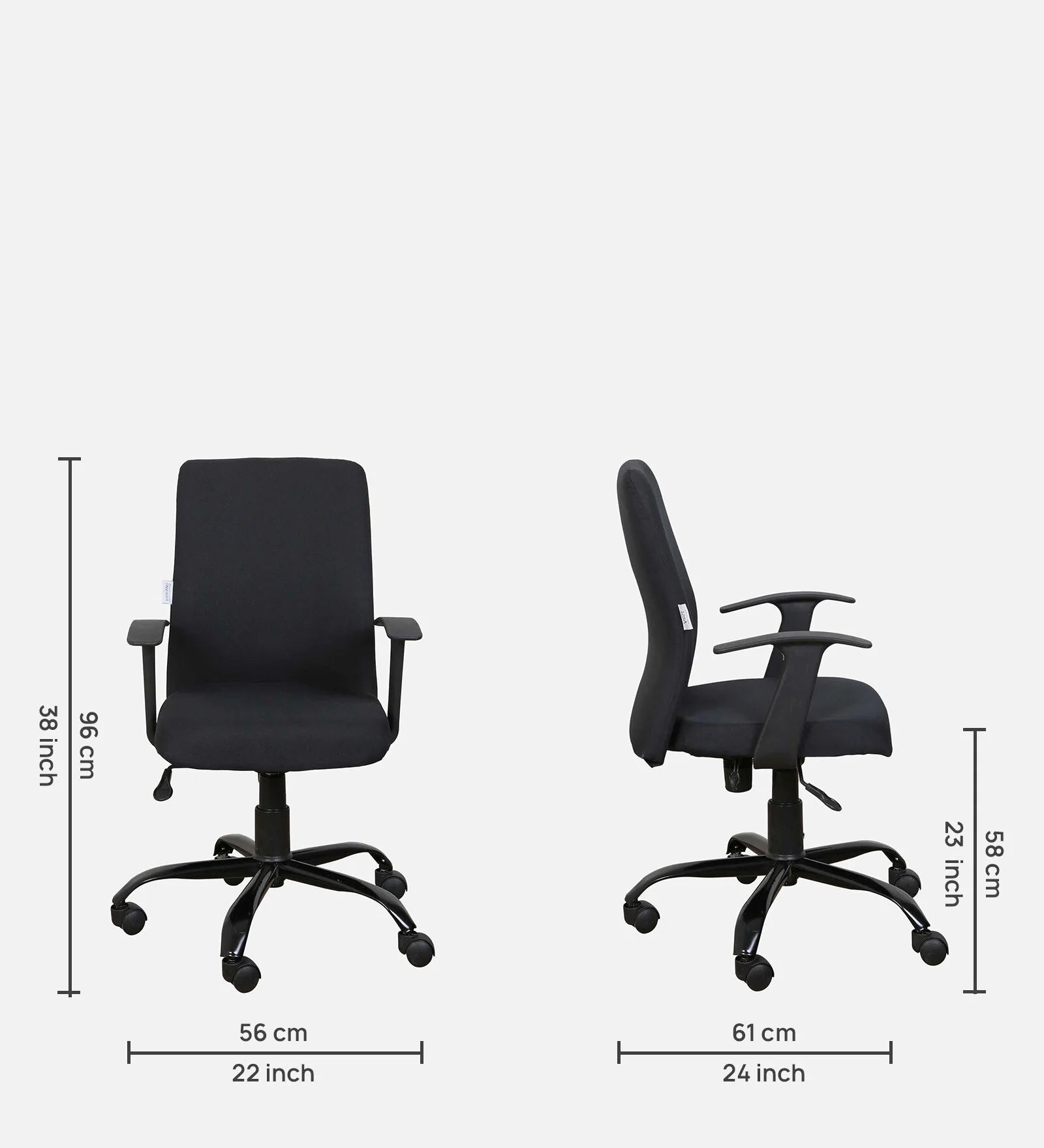 Pluto Fabric Ergonomic Chair In Coco Black Colour - Febonic Living