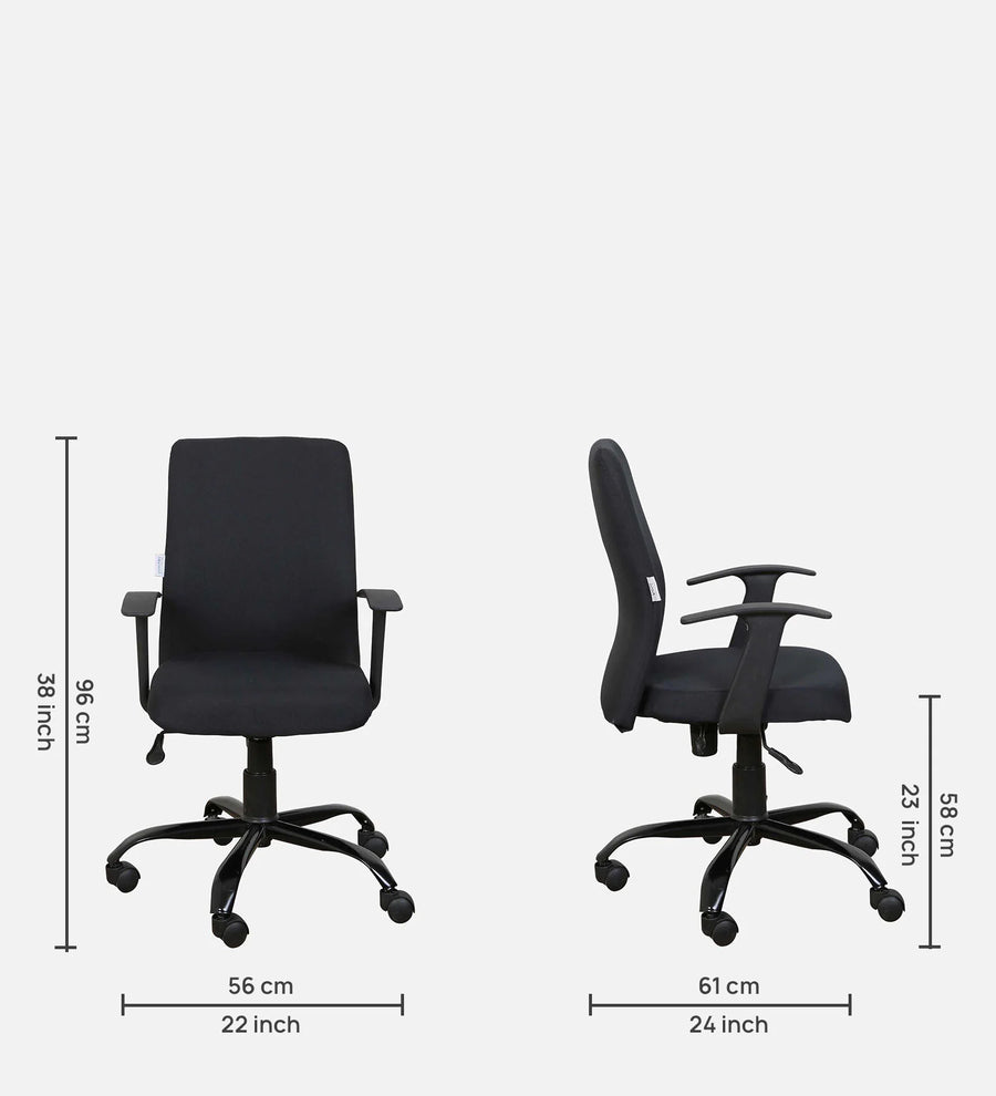 Pluto Fabric Ergonomic Chair In Coco Black Colour - Febonic Living