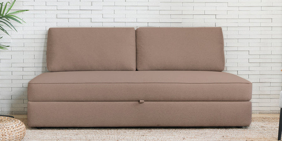 Vito Fabric Day Bed In Kadhi Beige Colour With Storage - Febonic Living