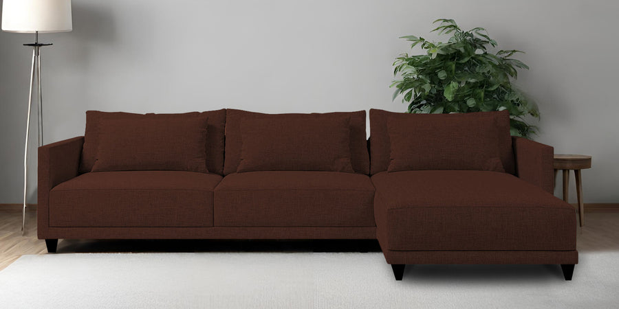 Kera Fabric Lhs Sectional Sofa 3 Lounger In Coffee Brown Colour - Febonic Living