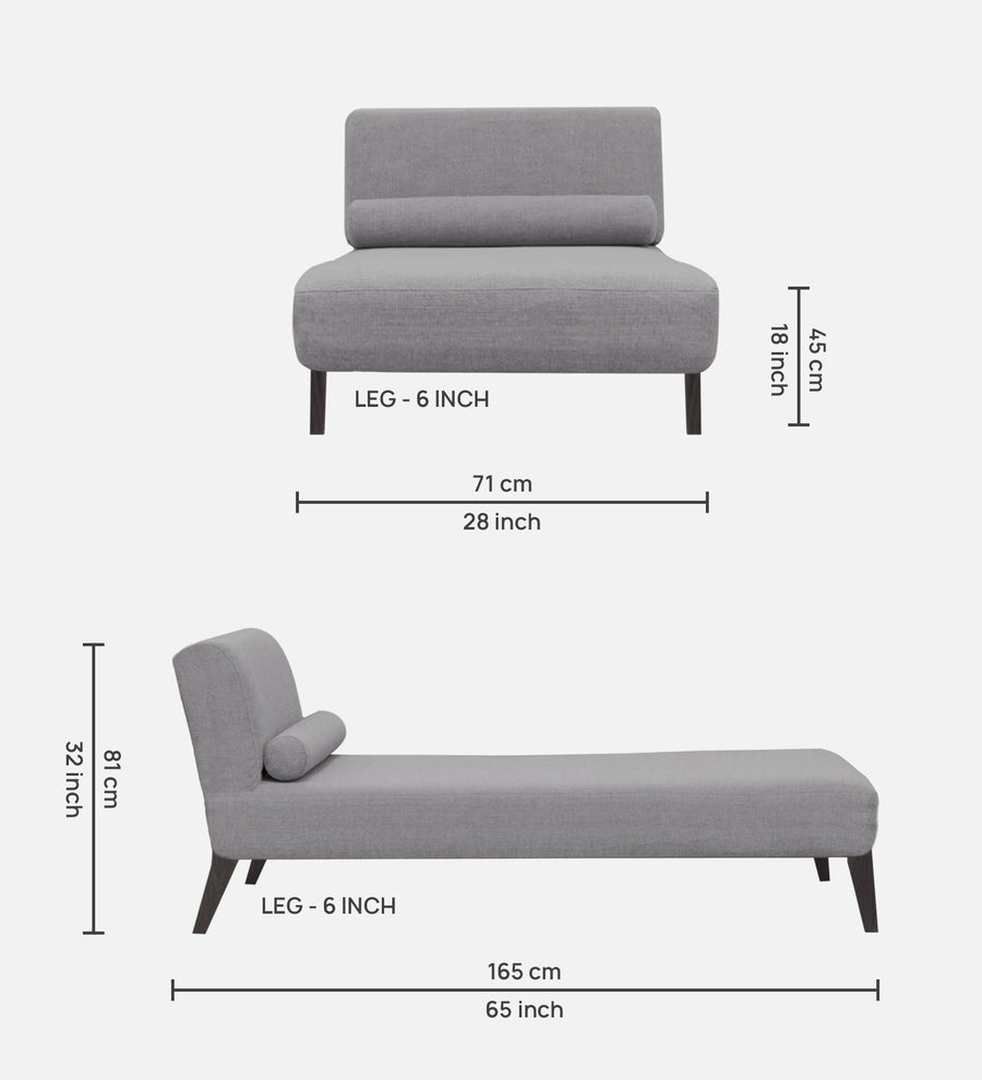 Noce Fabric Chaise Lounger In Lit Grey Colour - Febonic Living
