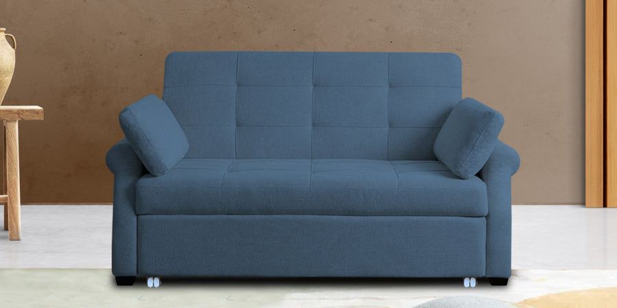 Fornia Fabric 3 Seater Pull Out Sofa Cum Bed In Light Blue Colour - Febonic Living