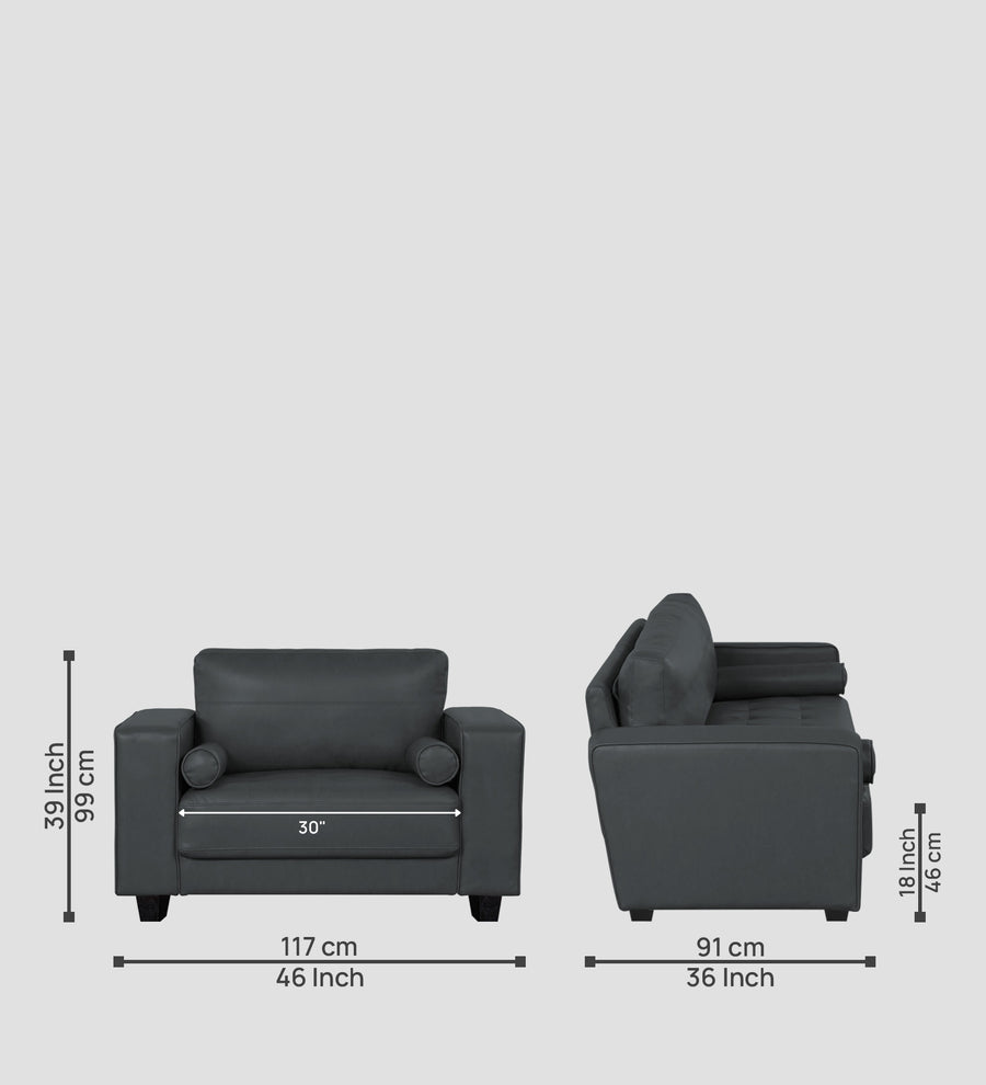 Darwin Leatherette 1 Seater Sofa In Pepper Grey Colour - Febonic Living