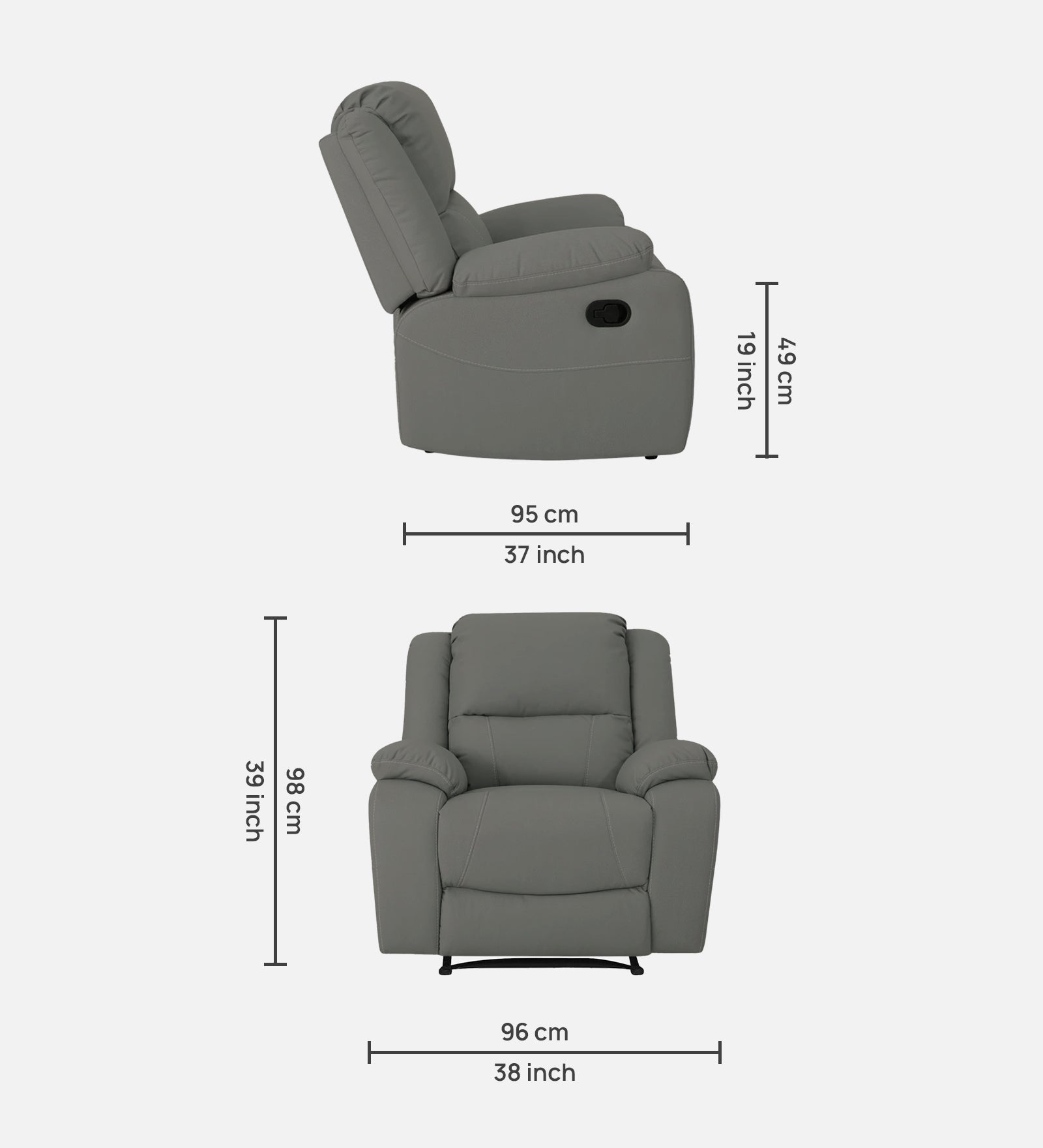 Adley Fabric Manual 1 Seater Recliner In Turtle Green Colour