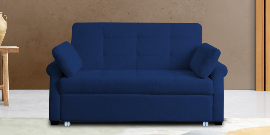 Fornia Fabric 3 Seater Pull Out Sofa Cum Bed In Royal Blue Colour - Febonic Living