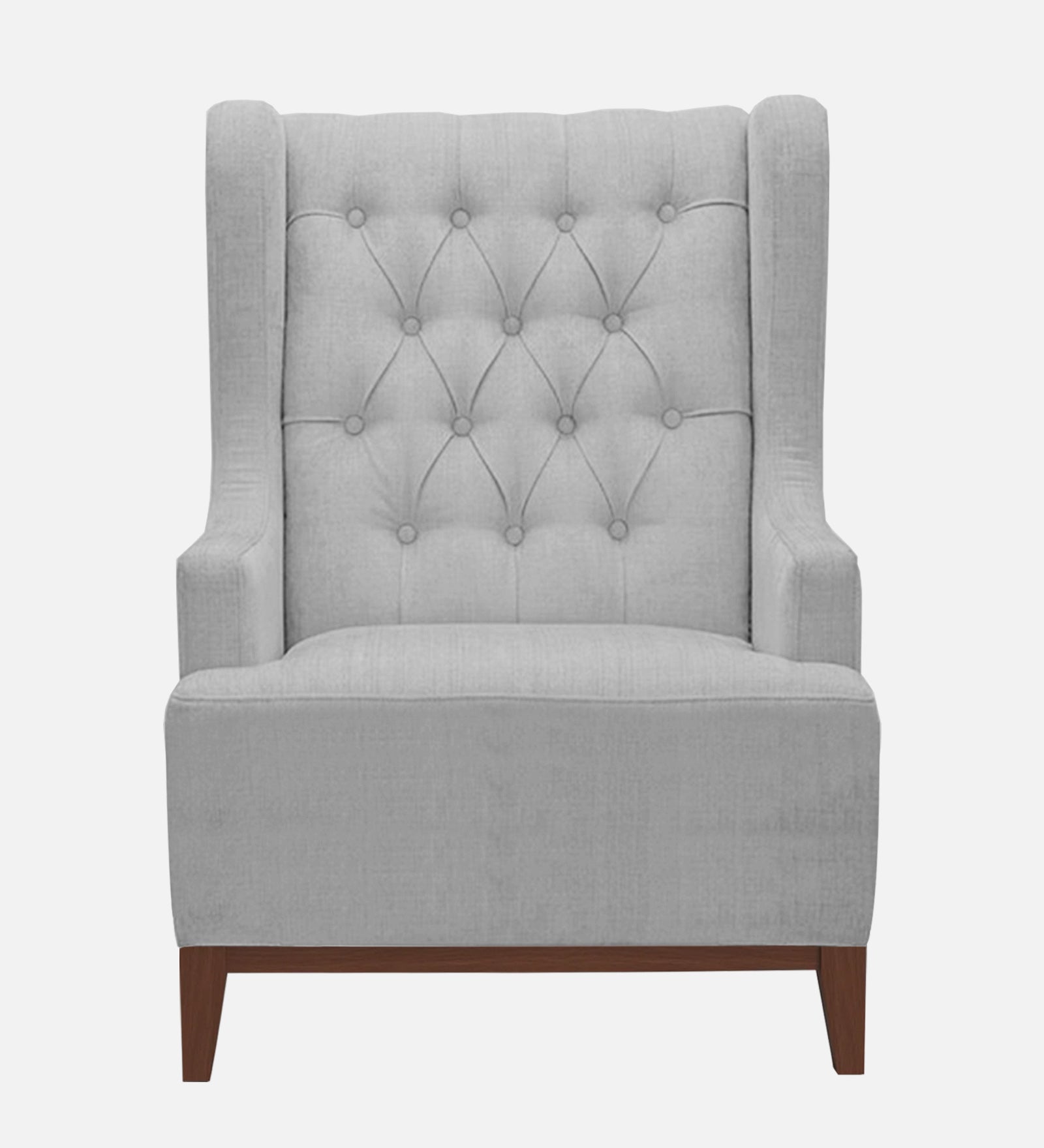 Kuchi Fabric 1 Seater Wing Chair Sofa in Lit Grey Colour