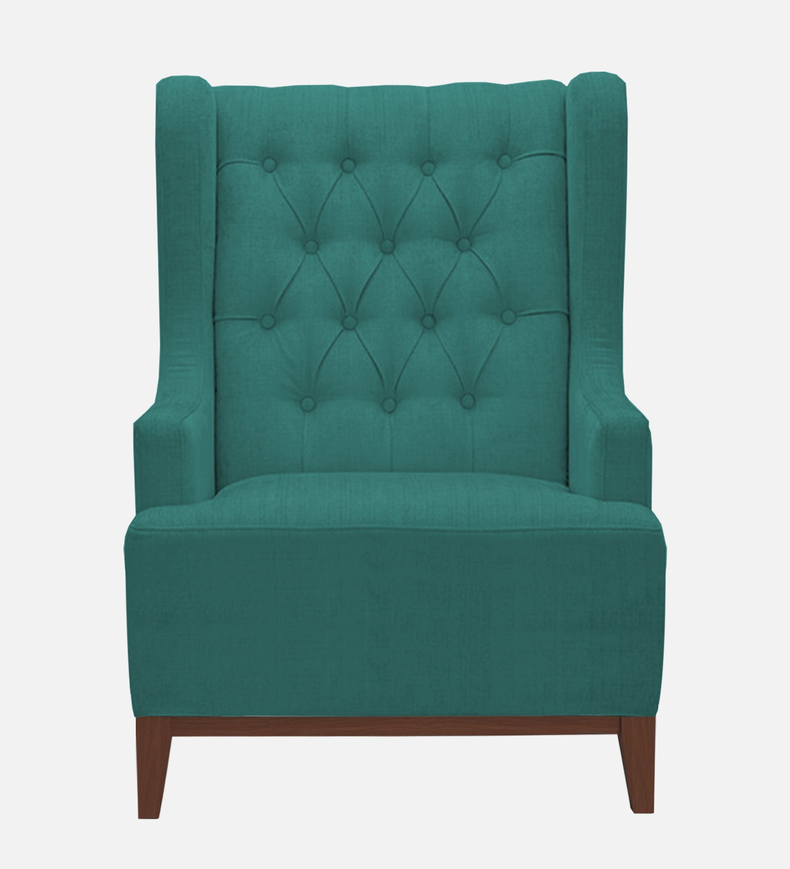 Kuchi Fabric 1 Seater Wing Chair Sofa in Sea Green Colour