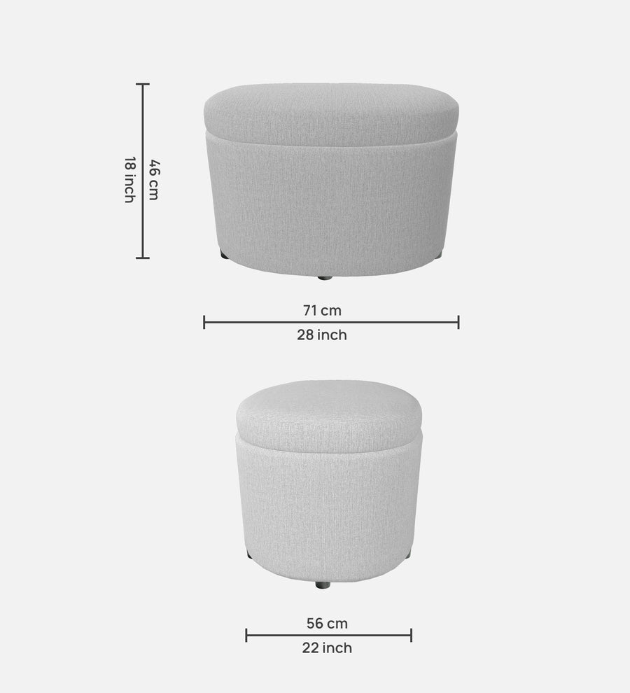 Ruggy Fabric Ottoman In Lit Grey Colour With Storage - Febonic Living
