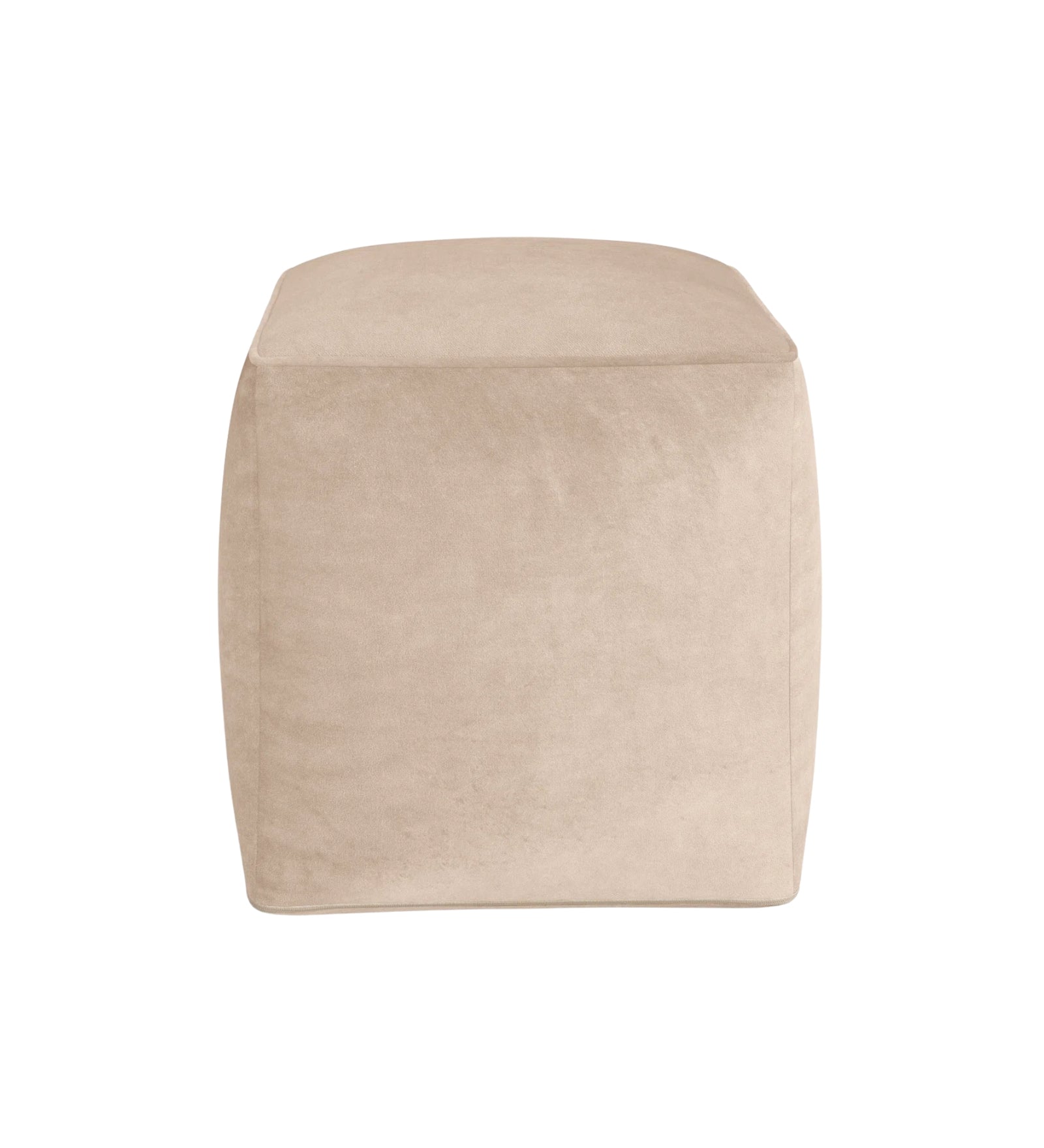 Jonny Velvet Pouffe In Camel Beige Colour