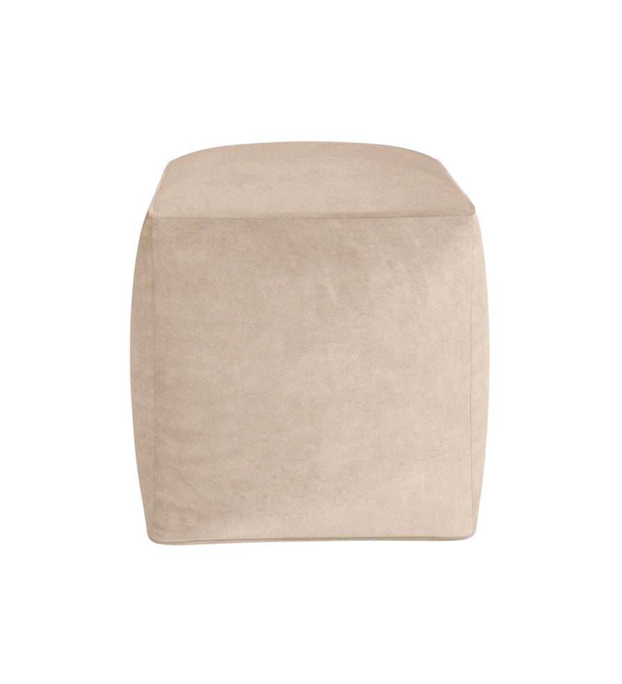 Jonny Velvet Pouffe In Camel Beige Colour - Febonic Living