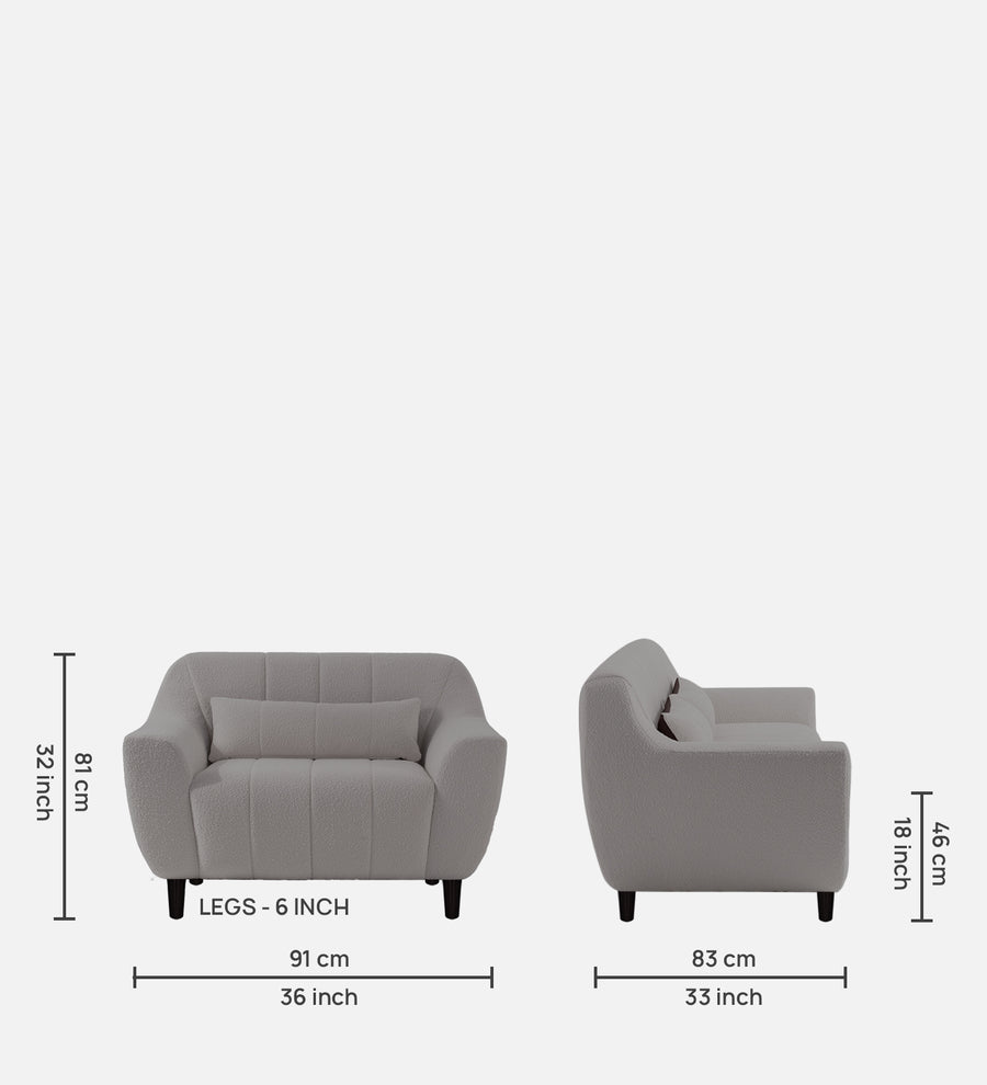 Nesco Boucle Fabric 1 Seater Sofa In Sweden Grey Colour - Febonic Living